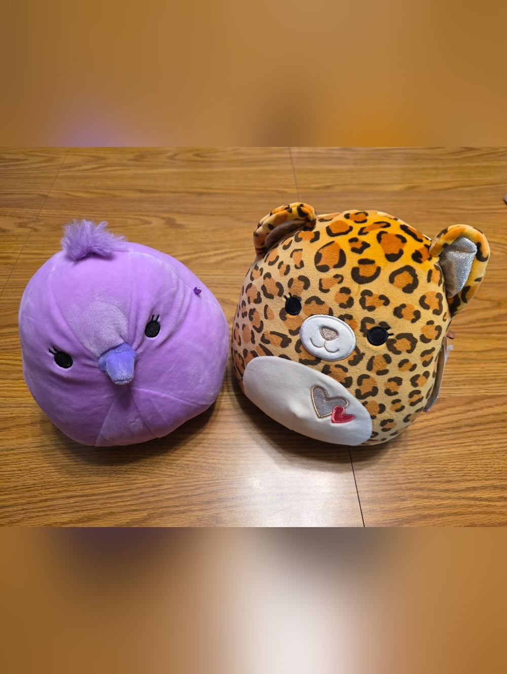 Squishmallows Leopard (Brown) & Purple Bird Plush Set